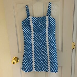 Lilly Pulitzer Blue and White Checkered Jumpsuit